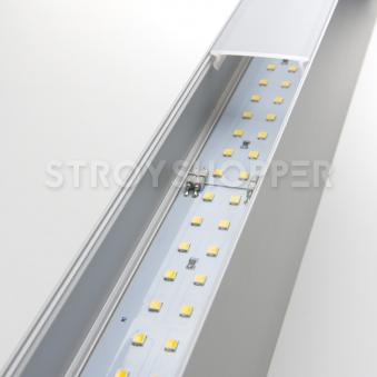 Линейный светодиодный накладной односторонний светильник 103см 20Вт 3000 матовое серебро 101-100-30-